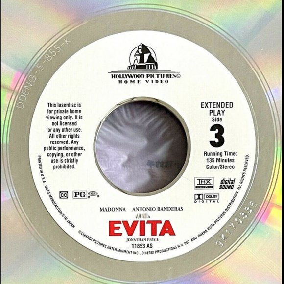 MADONNA ~ EVITA ~ DOUBLE LASER DISC 1997 GATEFOLD SLEEVE EDITION ~ RARE - Picture 7 of 8